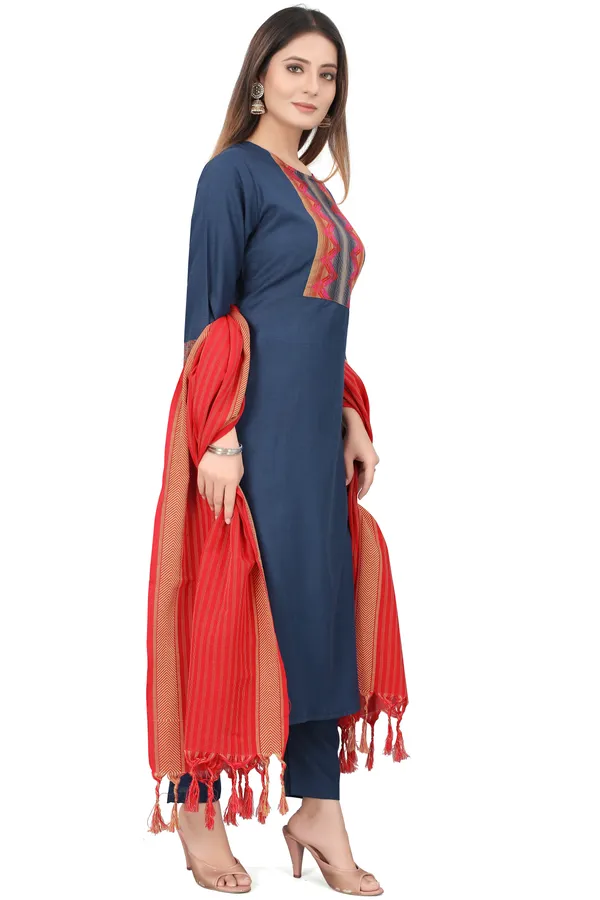 Blue_Cotton_Blend_Solid_Kurta_Pant_Dupatta_Set
