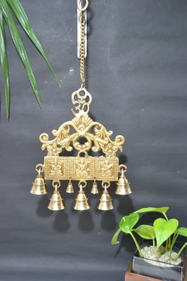Gold_Mandir_decor_Brass_Wall_Hanging,_Ganesha_Lakshmi_&_Saraswati_with_7_Bells