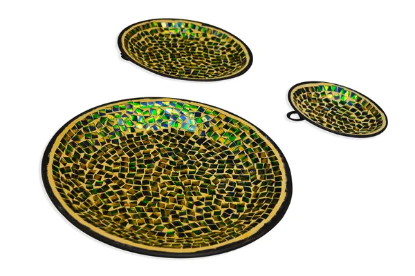 Decorative_Mosiac_Wall_Plates_Set_of_3__-Green_Gold