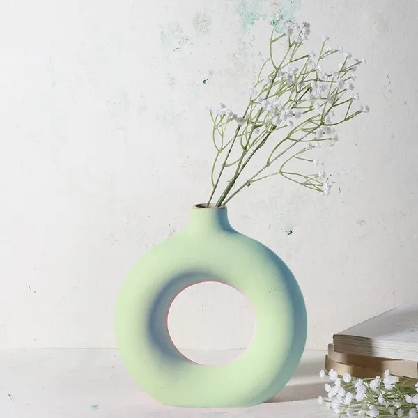 Donut_Shape_Ceramic_Vase_(Set_of_1_pcs)_(Green_8")