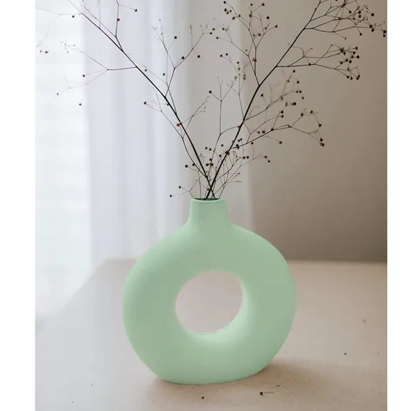 Donut_Shape_Ceramic_Vase_(Set_of_1_pcs)_(Green_8")