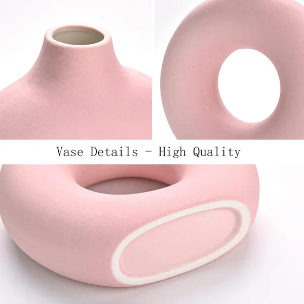 Donut_Shape_Ceramic_Vase_(Set_of_1_pcs)_(Pink_8")