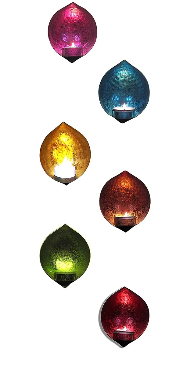 Mixed_Colour_Drop_Shape_Wall_Candle_Holders_Mixed_Color_-(Pack_of_6_Pcs)_,Mild_Steel