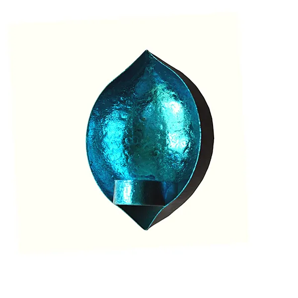 Rustic_Blue_Leafing_Drop_Shape_Wall_Candle_Holders_Blue_Leafing-(Pack_of_2_Pcs)