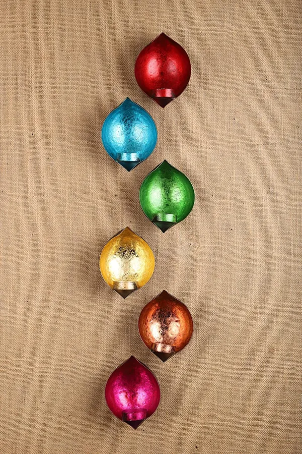 Rustic_Blue_Leafing_Drop_Shape_Wall_Candle_Holders_Blue_Leafing-(Pack_of_2_Pcs)