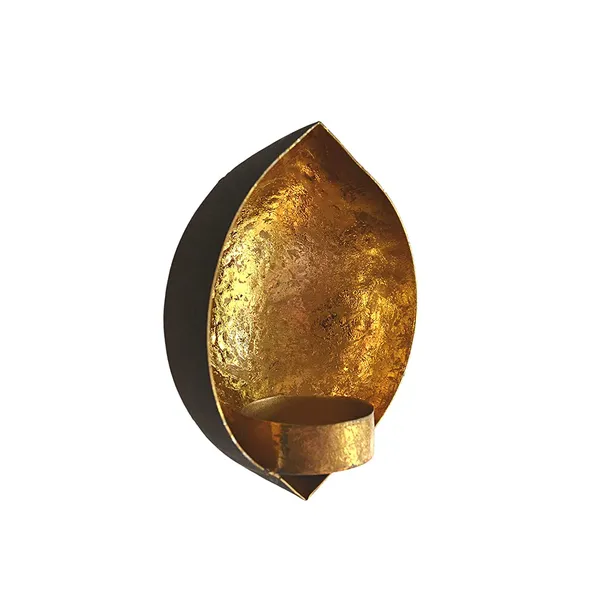 Rustic_Gold_Leafing_Drop_Shape_Wall_Candle_Holders_Gold_Leafing-(Pack_of_2_Pcs)