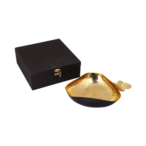 Gold_Platting_Brass_Snacks_Server_7"_Gold_Platting,_Butterfly_Handle,_Diwali_Gift,_Brass_Artifacts,_Indian_Handicrafts,_Christmas_Gift