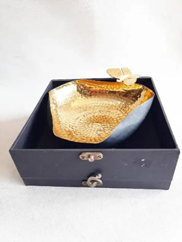 Gold_Platting_Brass_Snacks_Server_7"_Gold_Platting,_Butterfly_Handle,_Diwali_Gift,_Brass_Artifacts,_Indian_Handicrafts,_Christmas_Gift