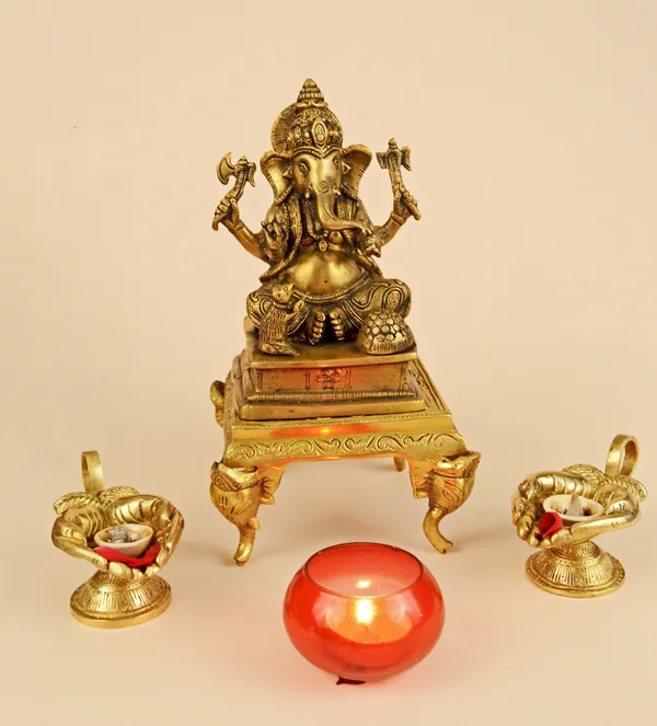 Antique_Brass_Brass_Ganesha_Statue_6"_Antique_Bronze,_Minimalist_Decor_By