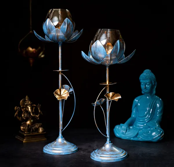 Lotus_Candle_Holder_With_3_Glass___Blue_With_Gold_Touch___Home_Items