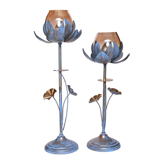 Lotus_Candle_Holder_With_3_Glass___Blue_With_Gold_Touch___Home_Items