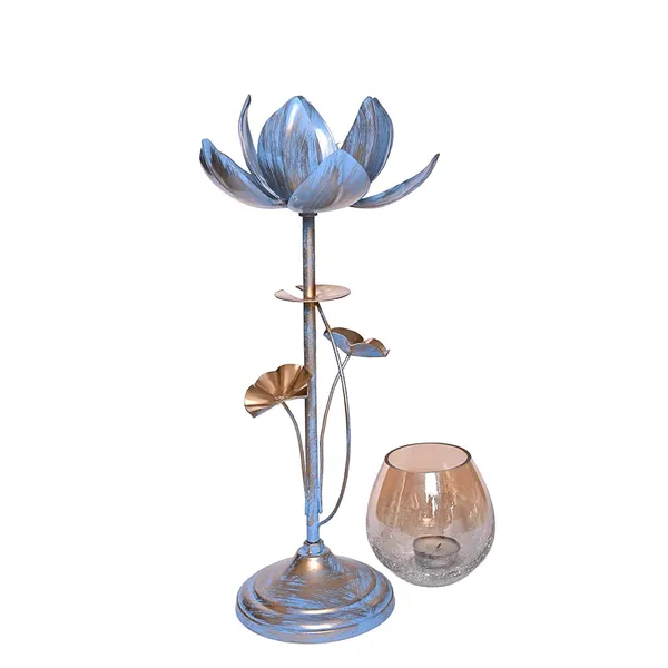 Lotus_Candle_Holder_With_3_Glass___Blue_With_Gold_Touch___Home_Items