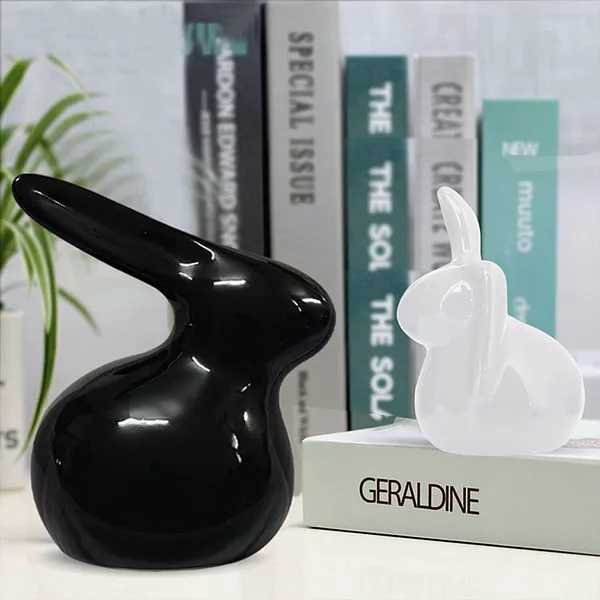 Black_&_White_Ceramic_Rabit_Showpice_Set_Black_&_White