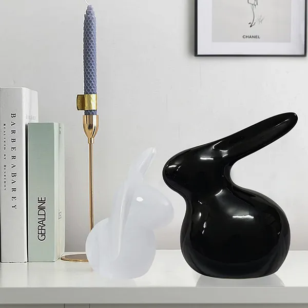 Black_&_White_Ceramic_Rabit_Showpice_Set_Black_&_White