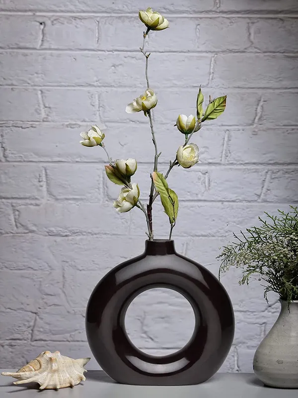 Ceramic_Donut_Vase_for_Pampas_Grass_|_(Set_of_1_pcs_8_Inch)_(Black_Glossy)