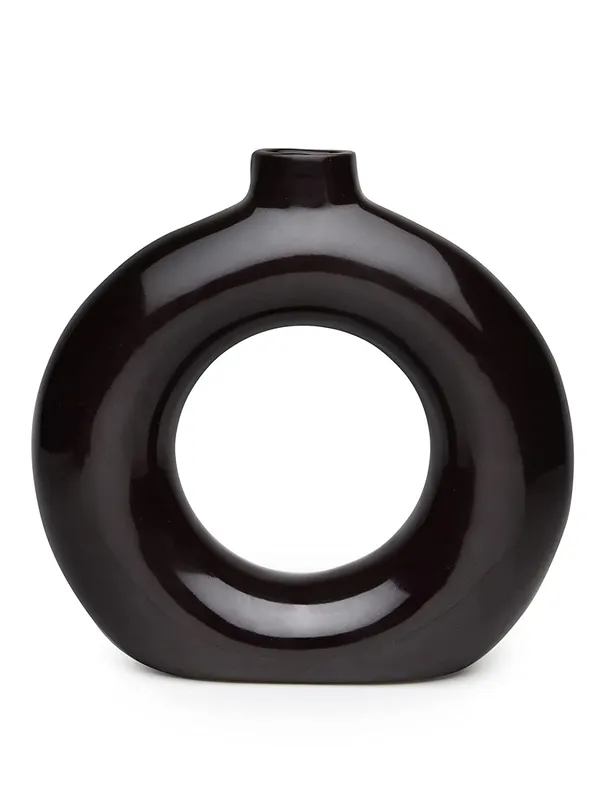 Ceramic_Donut_Vase_for_Pampas_Grass_|_(Set_of_1_pcs_8_Inch)_(Black_Glossy)