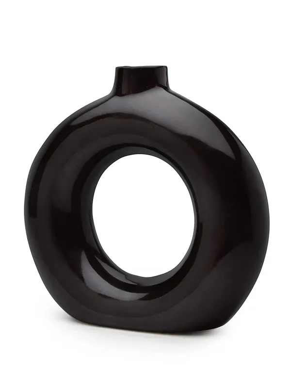 Donut_Vase_Ceramic_Vase_Black_(6"_Glossy)