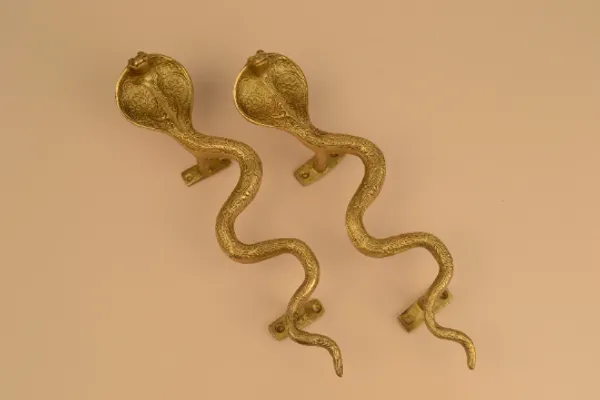 Anitique_Bronze_Snake_Design_Brass_Door_Hardware_Pair_of_9",_Brass_Door_Handle_Pair,_Indian_Handicrafts,_Antique_Handles_Inactive