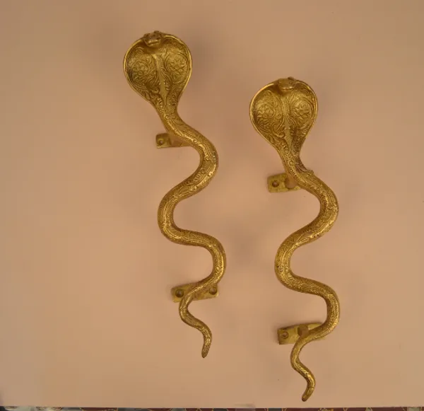 Anitique_Bronze_Snake_Design_Brass_Door_Hardware_Pair_of_9",_Brass_Door_Handle_Pair,_Indian_Handicrafts,_Antique_Handles_Inactive