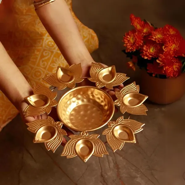 Lotus_Diya_Urli_Bowl_Gold_|_Pack_of_1_Pcs_-(Small_-11.5")