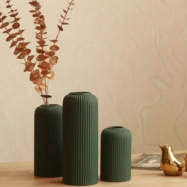 Modern_Ceramic_Flower_Vase_|_Set_of_3_pcs_|_Dark_Green
