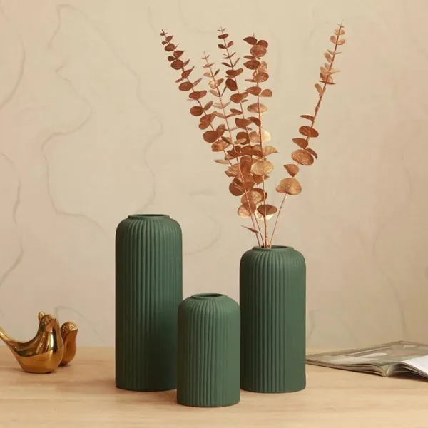 Modern_Ceramic_Flower_Vase_|_Set_of_3_pcs_|_Dark_Green