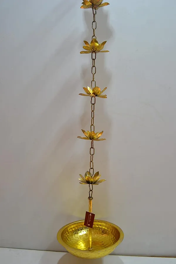 Gold_Brass_Gold_Finish_Hanging_Lotus_Urli_36_&_48_Inch,_Anjali_Diya,_Indian_Handicraft,_Home_Decor,_Mandir_Item_Set_of_2_Pcs