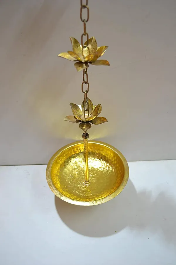 Gold_Brass_Gold_Finish_Hanging_Lotus_Urli_36_&_48_Inch,_Anjali_Diya,_Indian_Handicraft,_Home_Decor,_Mandir_Item_Set_of_2_Pcs
