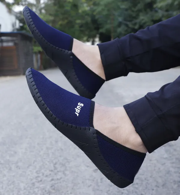 Black_&_White_Mesh_Slip-On_Loafers_For_Men
