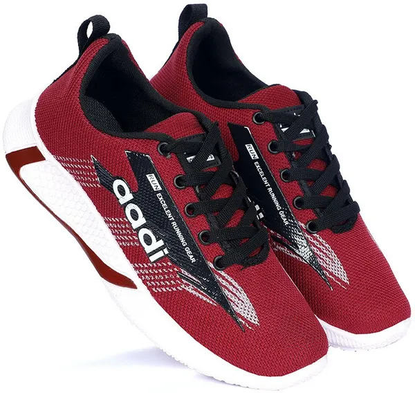 White_&_Black_Mesh_Lace-Ups_Running_Shoes_For_Men