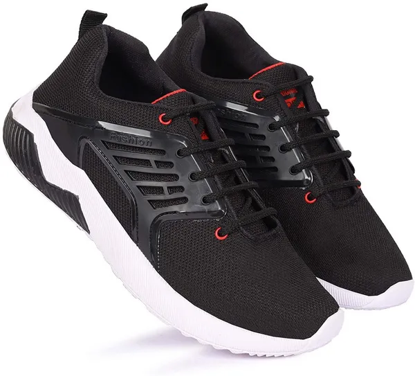 Black_&_Red_Mesh_Lace-Ups_Casuals_For_Men