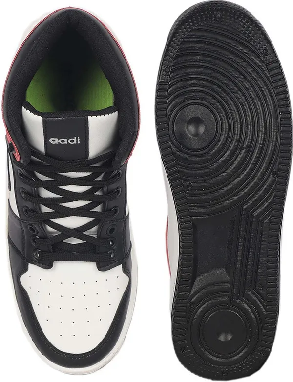 Black_&_White_Synthetic_Leather_Lace-Ups_High_Tops_For_Men