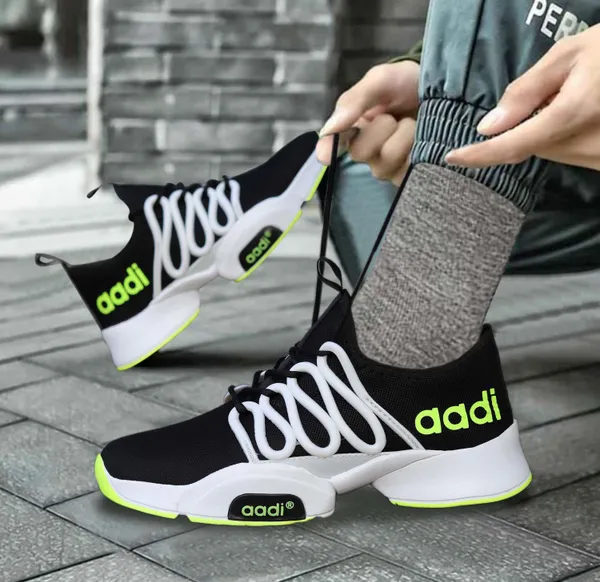 Black_&_Green_Mesh_Lace-Ups_Casuals_For_Men