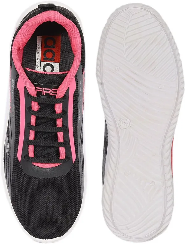Black_&_Pink_Mesh_Lace-Ups_Sneakers_For_Women