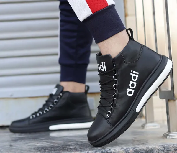 Black_Synthetic_Leather_Lace-Ups_High_Tops_For_Men