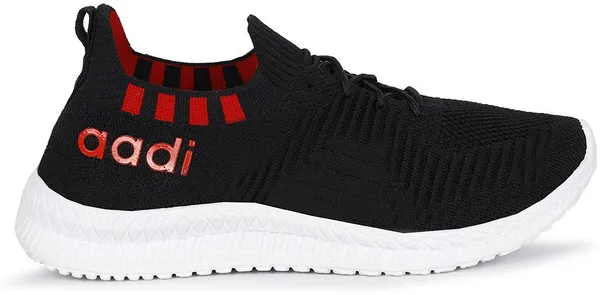 Black_&_White_Mesh_Lace-Ups_Running_Shoes_For_Men