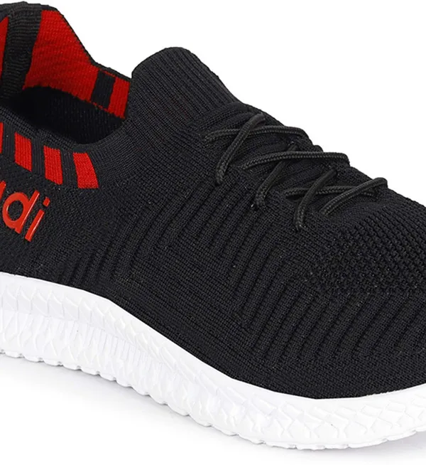 Black_&_White_Mesh_Lace-Ups_Running_Shoes_For_Men