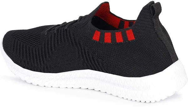 Black_&_White_Mesh_Lace-Ups_Running_Shoes_For_Men