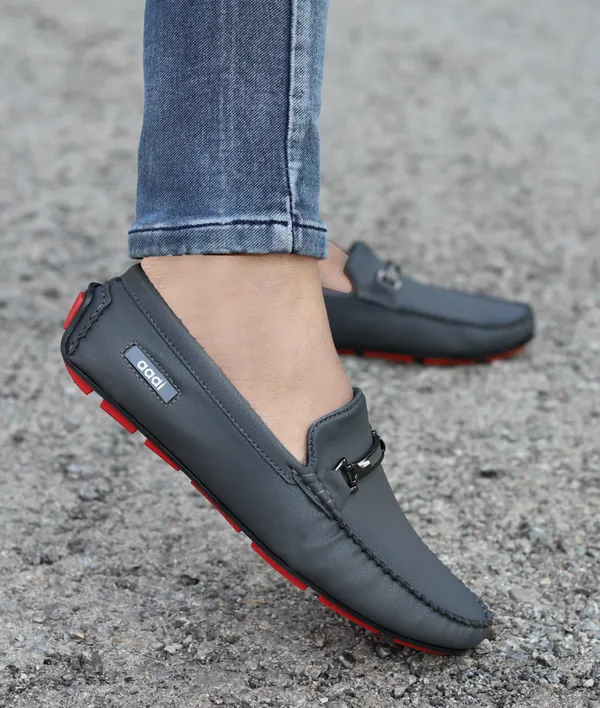 Grey_Synthetic_Leather_Slip-On_Loafers_For_Men