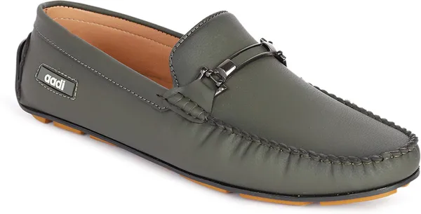 Olive_Synthetic_Leather_Slip-On_Loafers_For_Men