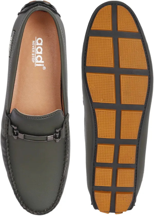 Olive_Synthetic_Leather_Slip-On_Loafers_For_Men