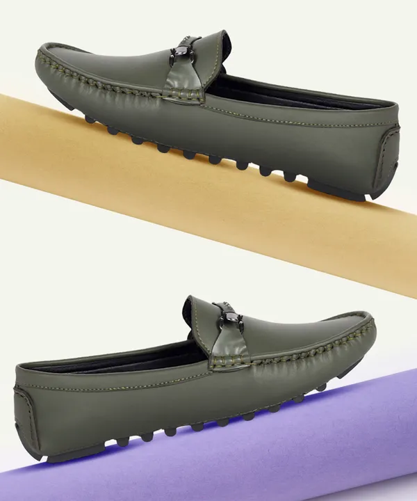 Olive_Synthetic_Leather_Slip-On_Loafers_For_Men
