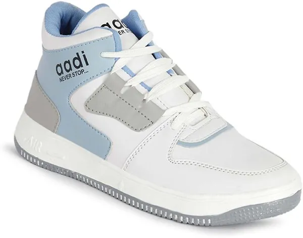 White_&_Natural_Synthetic_Leather_Lace-Ups_Sneakers_For_Men