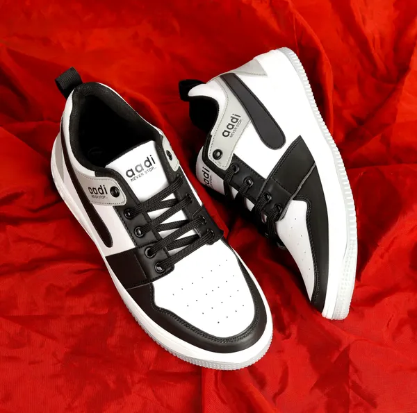 Black_&_Grey_Synthetic_Leather_Lace-Ups_Sneakers_For_Men