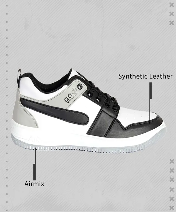 Black_&_Grey_Synthetic_Leather_Lace-Ups_Sneakers_For_Men
