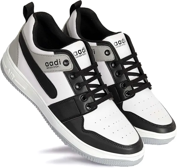 Black_&_Grey_Synthetic_Leather_Lace-Ups_Sneakers_For_Men