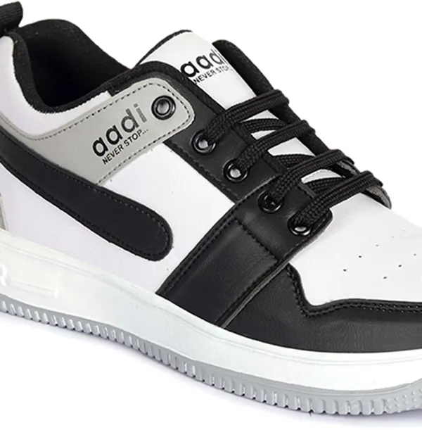 Black_&_Grey_Synthetic_Leather_Lace-Ups_Sneakers_For_Men