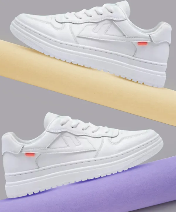 White_Synthetic_Leather__Sneakers_For_Men