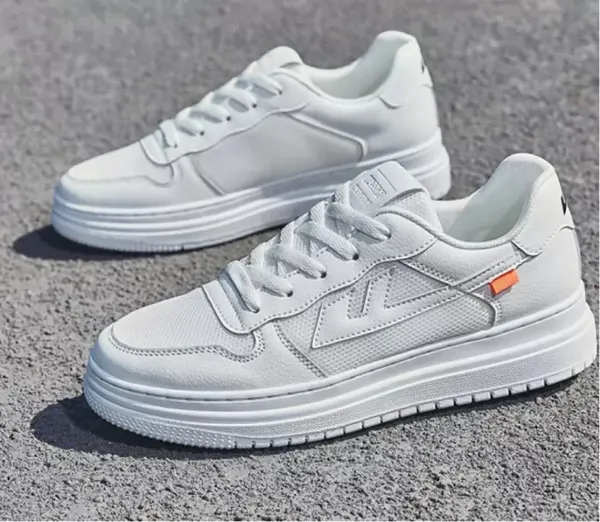 White_Synthetic_Leather__Sneakers_For_Men
