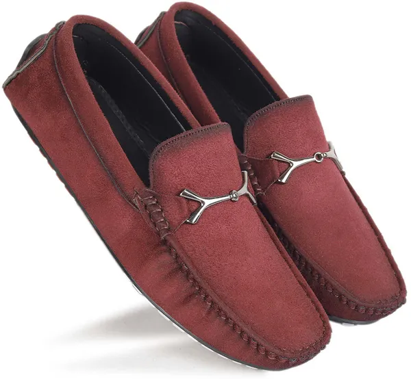 Maroon_Suede_Slip-On_Loafers_For_Men